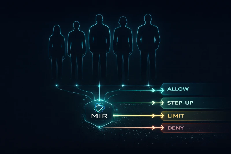 Five silhouettes representing platforms converging into MIR's participation history infrastructure